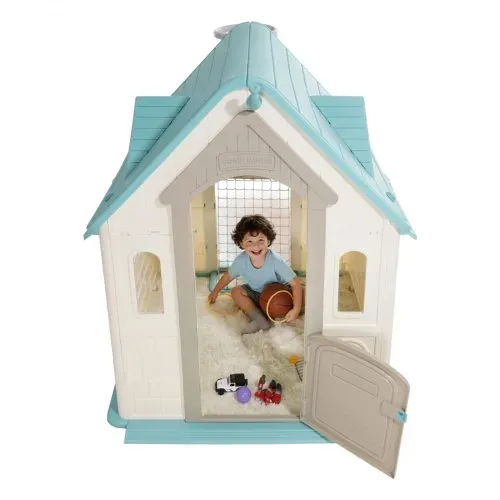 VEVOR Outdoor Spielhaus Outdoor 5 in 1 Gartenhaus (Rollenspielplatz/Basketball/Darts/Fußball/ Ringwurfspiel) Kinderspielhaus mit praktischer Tür & Rutschen-Set & Fenster für Kleinkinder ab 2 Jahren – Bild 10