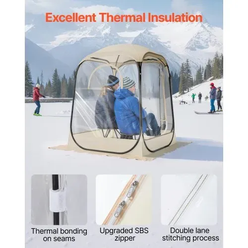 VEVOR Transparentes Zelt, 127x127x170 cm, Pop-up-Zelt für 1–2 Personen, Sportzelt mit Bodenmatte & oberer Abdeckung, Outdoor-Bubble-Zelt, Campingunterstand für Veranstaltungen, Angeln, Jubeln – Bild 4