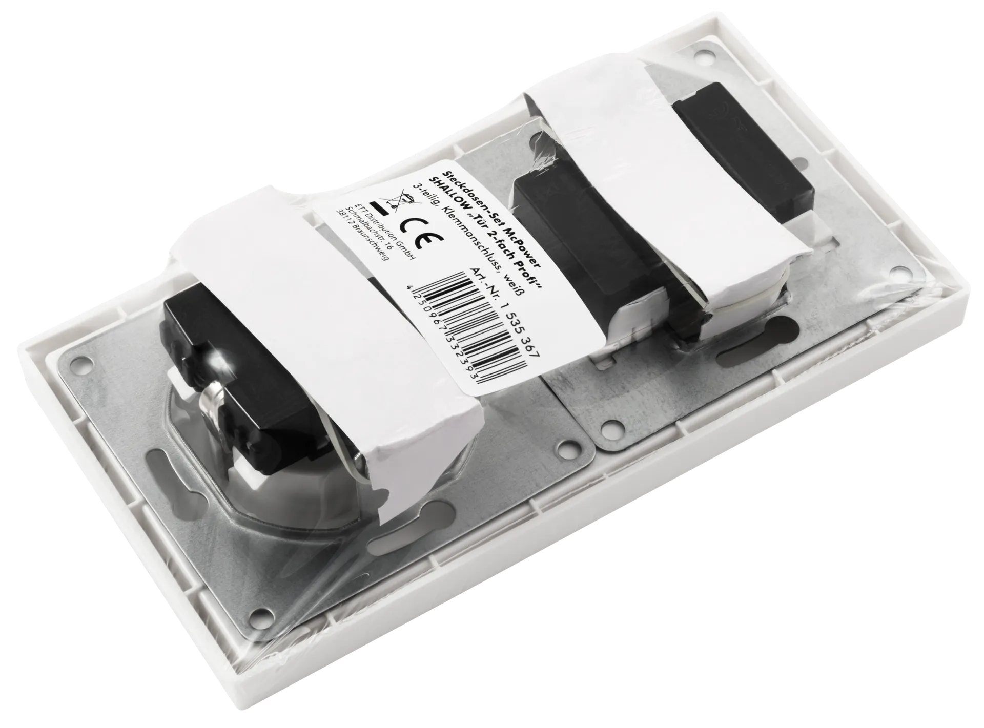 Schalter und Steckdosen Set McPower Shallow ''Tür 2-fach Profi'' 3-teilig, Steckanschluss – Bild 4