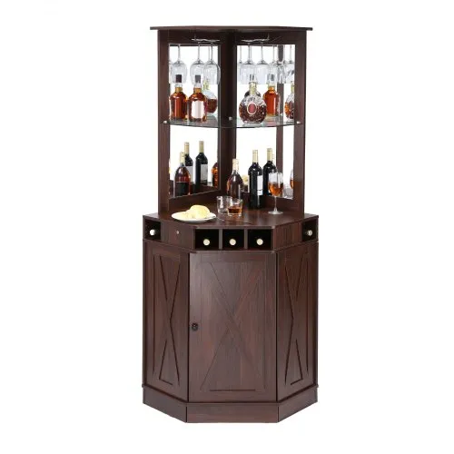 VEVOR Industrieller Eck-Barschrank, Weintisch für Spirituosen und Gläser, Sideboard-Buffetschrank mit Glashalter, Freistehender Kaffee-Barschrank aus Bauernholz für Wohnzimmer, Hausbar, Walnussholz VEVOR Industrieller Eck-Barschrank, Weintisch für Spirituosen und Gläser, Sideboard-Buffetschrank mit Glashalter, Freistehender Kaffee-Barschrank aus Bauernholz für Wohnzimmer, Hausbar, Walnussholz