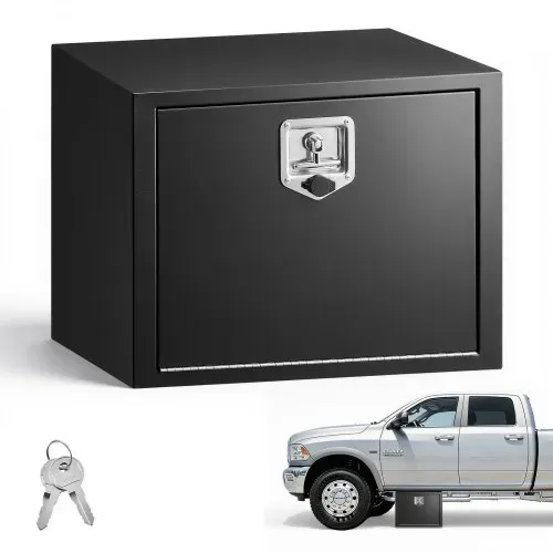 VEVOR Lkw Unterbaubox 609 x 457 x 457 mm Unterflur Staukasten Kaltgewalzter Stahl Wasserdichter Werkzeugkasten mit T-Griff Schloss für Lkw Anhänger Transporter Werkzeugkiste Unterflurkasten Schwarz VEVOR Lkw Unterbaubox 609 x 457 x 457 mm Unterflur Staukasten Kaltgewalzter Stahl Wasserdichter Werkzeugkasten mit T-Griff Schloss für Lkw Anhänger Transporter Werkzeugkiste Unterflurkasten Schwarz