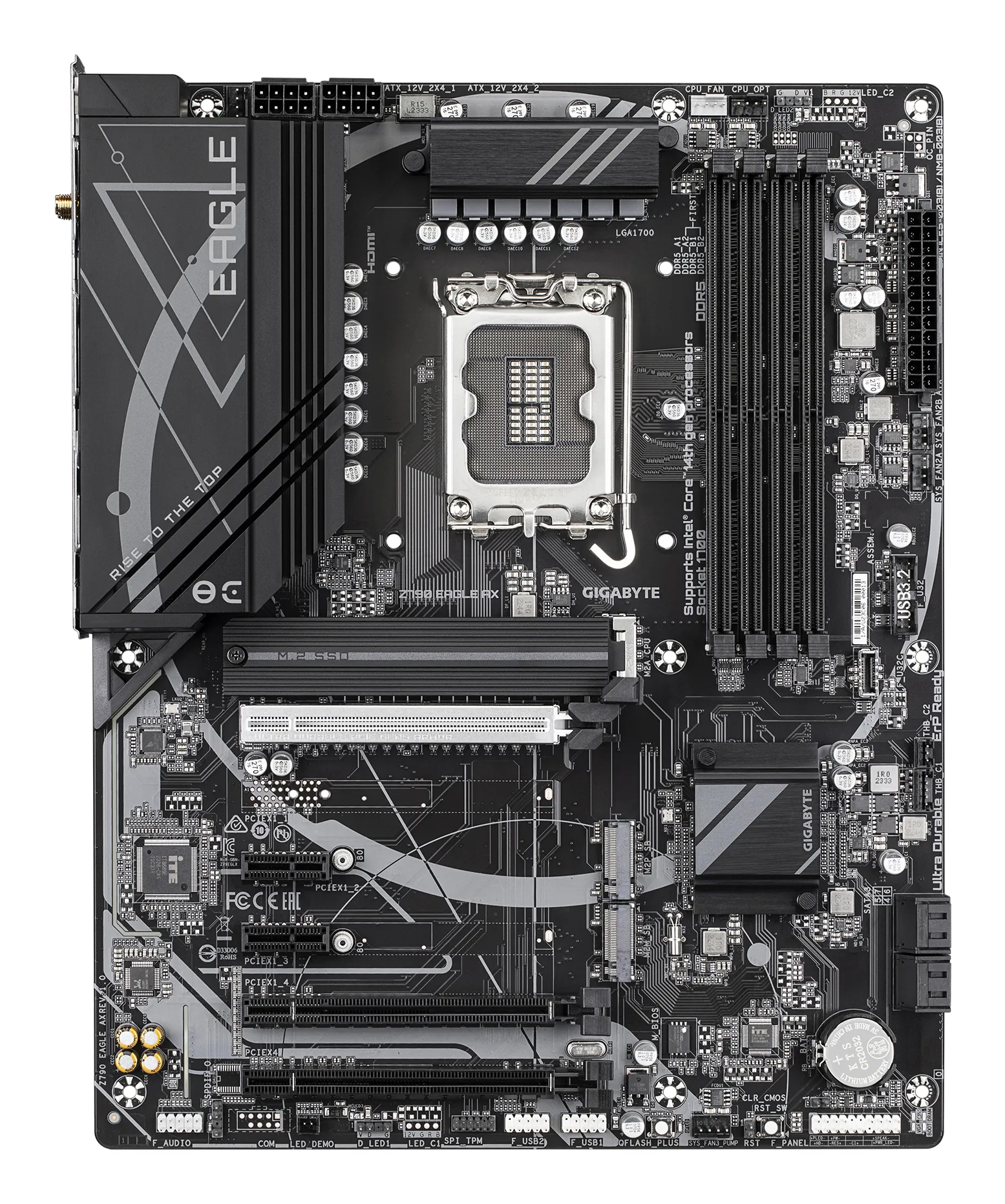 GIGABYTE Z790 EAGLE AX Motherboard - Unterstützt Intel Core 14. Generation CPUs, 12+1+1 Phasen Digital VRM, bis zu 7600MHz DDR5 (OC), 3xPCIe 4.0 M.2, Wi-Fi 6E, 2.5GbE LAN, USB 3.2 Gen 2 – Bild 2