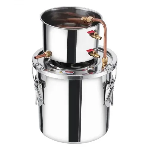 VEVOR Alkoholdestillieranlage 11,4 L Edelstahl Wasseralkohol Destillieranlage mit Kupferspule, Heimbrau-Raffinations-Gärungsset mit Thermometer und Pumpe, für Wein Whisky Brandy, Silber – Bild 8