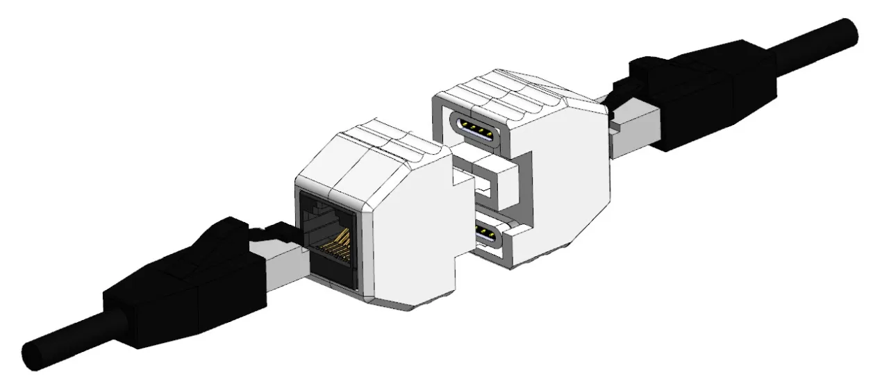 TP-TP Kupplung,CAT6A,Buchse,1:1 ,8-pol., RJ45, Sicherungskupplung, Abwurfbuchse, PoE fähig, bis zu 10GBit (ABS Gehäuse) - ALL-RJ45-Magnet-V2 – Bild 5