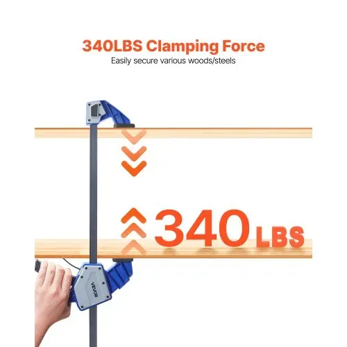VEVOR Stangenklemmen für Holzbearbeitung 2 Stk. 60,96 cm Öffnung, Quick-Grip F-Klemme mit 154 kg Belastungsgrenze, 84,6 mm Tiefe, Klemmen Set aus Kunststoff & Karbonstahl, Metallbearbeitung – Bild 3