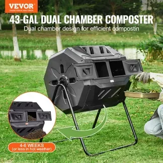 VEVOR Tumbling-Komposterbin Komposter Tumbler 162,7 L, Trommelkomposter Drehbar Doppelraum Tumbling Komposter 735 x 625 x 955 mm, 50 kg Belastbarer Garten Kompostbehälter inkl. Handschuhe VEVOR Tumbling-Komposterbin Komposter Tumbler 162,7 L, Trommelkomposter Drehbar Doppelraum Tumbling Komposter 735 x 625 x 955 mm, 50 kg Belastbarer Garten Kompostbehälter inkl. Handschuhe