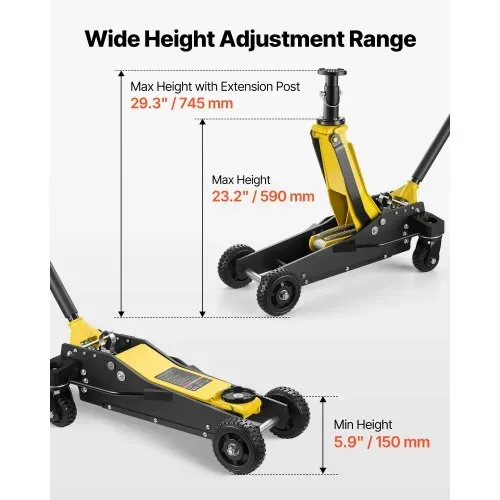 VEVOR Hydraulischer Rangierwagenheber 3 t Tragkraft, Wagenheber aus Aluminium & Stahl mit Doppelkolben-Schnellhubpumpe & Verlängerungssäule, Autoheber für SUVs, 15–59 cm Hubbereich Rennwagenheber – Bild 2