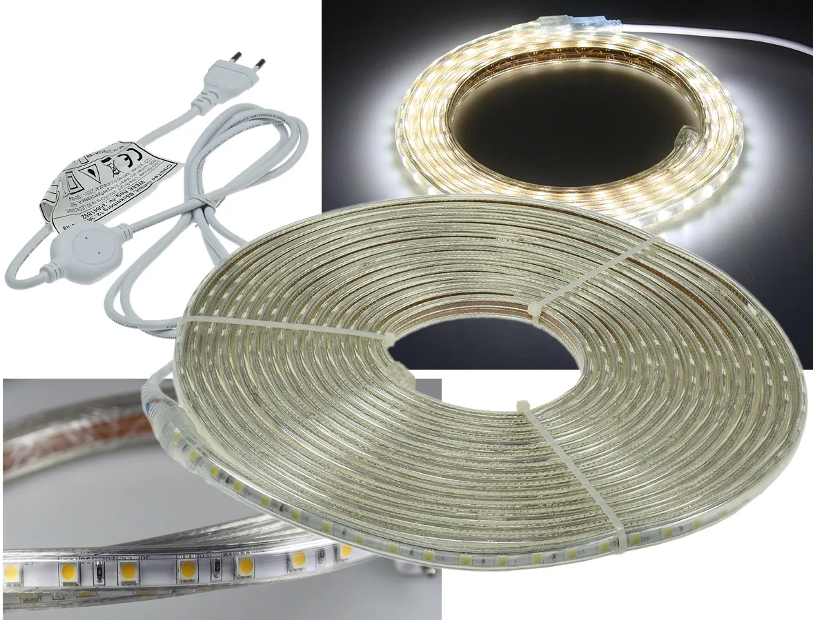 LED-Stripe „Ultra-Bright“ 230V, 10m 630 Lumen/Meter, weiß LED-Stripe „Ultra-Bright“ 230V, 10m 630 Lumen/Meter, weiß