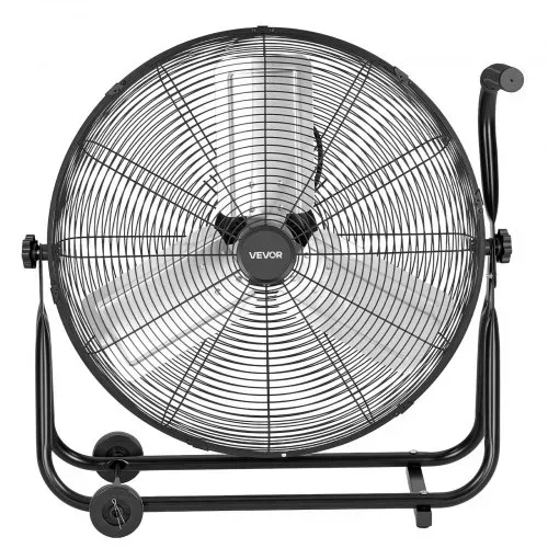 VEVOR Bodenventilator Ø609,6mm, Windmaschine 360° Neigbar, Standventilator mit 3 Geschwindigkeitsstufen, Trommelventilator Tragbar mit Griff Rollen & 1,6m Kabel, Industrie-Ventilator für Garage Lager – Bild 9