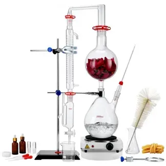 VEVOR Destillationsset für Ätherische Öle, 2000-ml-Destillationsgerät, 3,3-Boro-Laborglas-Destillationsset mit 1500-W-Heizplatte und 24-, 40-Verbindung, 28-teiliges Set VEVOR Destillationsset für Ätherische Öle, 2000-ml-Destillationsgerät, 3,3-Boro-Laborglas-Destillationsset mit 1500-W-Heizplatte und 24-, 40-Verbindung, 28-teiliges Set