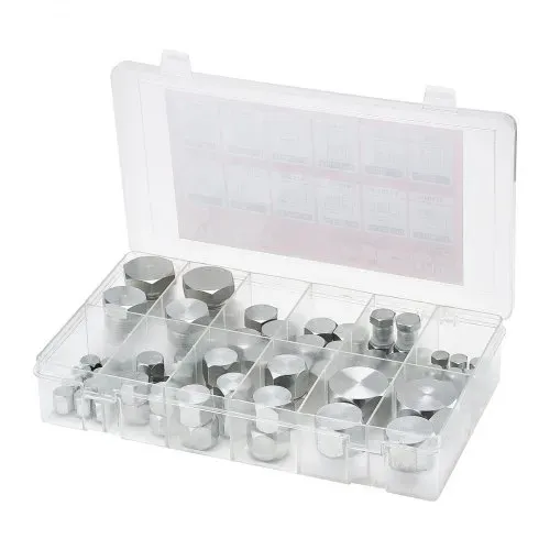 VEVOR 72-tlg. JIC-Hydraulikfittings, Industriehydraulikkappe & -stopfen, Schlauch- & Rohrfitting-Kit, Kappen- & Stopfen-Kit, Präzisionsgewinde in 37°-Schnittgrößen 4, 6, 8, 10, 12, 16 – Bild 8
