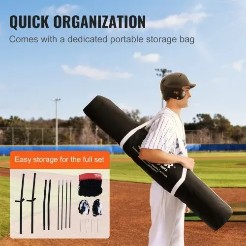 VEVOR 244 x 106 x 211 cm Baseball-Softball-Übungsnetz, tragbares Baseball-Trainingsnetz, Schlagen, Fangen, Pitchen, Backstop-Baseballausrüstung mit Bogenrahmen, Tragetasche, Schlagzone, Rotem Ball. – Bild 5