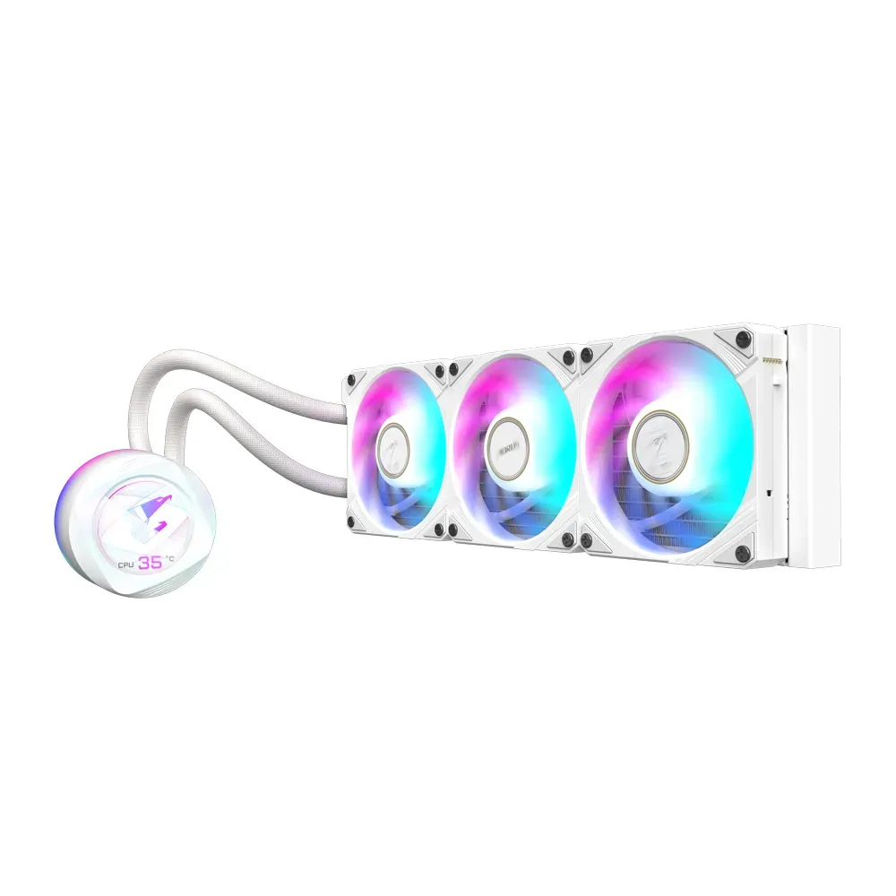 GIGABYTE AORUS WATERFORCE X II 360 ICE AIO Flüssigkeits-CPU-Kühler - 3x120mm ARGB-Lüfter, Vollfarb-LCD, DAISY-CHAIN, kompatibel mit Intel LGA 1851 und AMD AM5 – Bild 3
