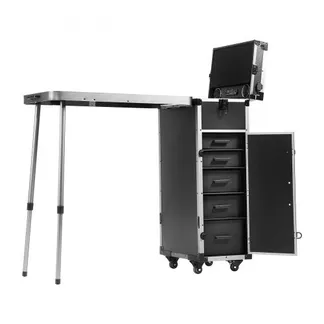 VEVOR Professioneller Make-up-Koffer aus Aluminium, Kosmetikkoffer, Werkbank mit Stützbeinen, Roll-Make-up-Koffer, extragroßer Trolley, Make-up-Reise-Organizer, mit 360° drehbaren Rädern, schwarz VEVOR Professioneller Make-up-Koffer aus Aluminium, Kosmetikkoffer, Werkbank mit Stützbeinen, Roll-Make-up-Koffer, extragroßer Trolley, Make-up-Reise-Organizer, mit 360° drehbaren Rädern, schwarz