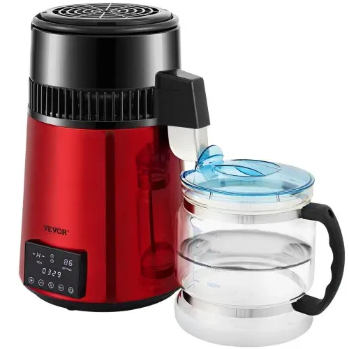 VEVOR Wasser Destillierer 1L/Std. 750 W Wasserdestilliergerät Destilliertes Wasser Edelstahl Distilleranlage, Rot Wasserdestillierapparat Borosilikatglas-Kanne Reinwasser Destillieren für Haushalt – Bild 9