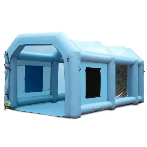 VEVOR Tragbares Aufblasbares Farbzelt für Sprühmalerei 480 + 750 W, 5 x 2,2 x 2,1 m Sprühschutz Farbkabine für DIY-Projekte, Hobby-Farbautomaten-Werkzeug, Blau 210D Oxford-Gewebe Auto Lackierkabine – Bild 8