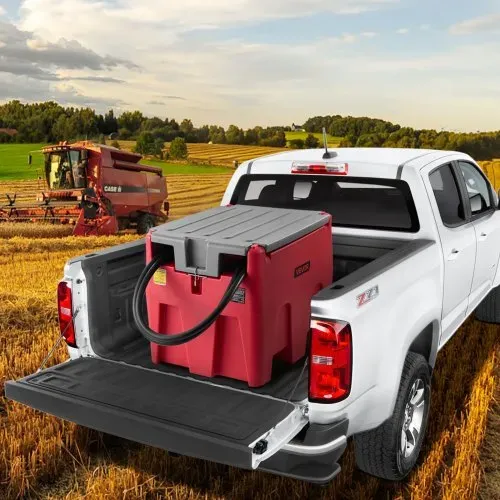VEVOR Tragbarer Dieseltank, 220 L Fassungsvermögen & 48L/min Durchflussrate, Gaskraftstofftank mit 12 V Transferpumpe & 4 m Gummischlauch, PE-Diesel-Transfertanks für Kraftstofftransport, Rot – Bild 7