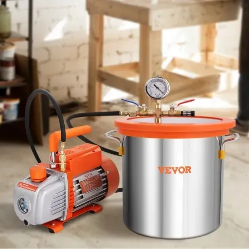 VEVOR Vakuumpumpe mit 11L Vakuumkammer 100L/min Unterdruckpumpe 150W AC 220V/50Hz 1440U/min 5pa 250ml-Ölkapazität HVAC-Vakuumgeräte Kühlvakuumpumpe für Holzstabilisierung Harzentgasung – Bild 7