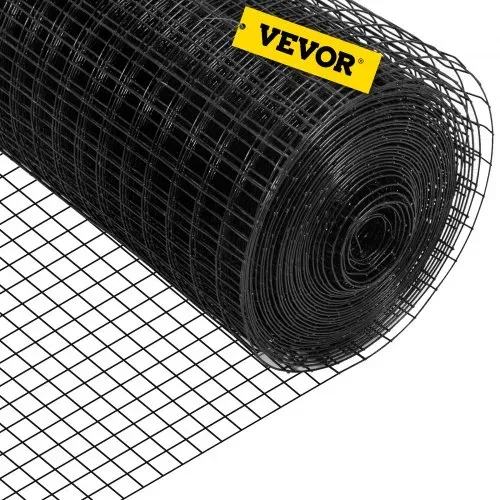 VEVOR Volierendraht 91 x 1524 cm, Maschendraht, verzinkter mit Vinyl beschichteter 16-Gauge-Draht mit einer Schneidezange und einem Paar Stoffhandschuhen, für Gartenzäune und Haustiergehege, schwarz – Bild 9