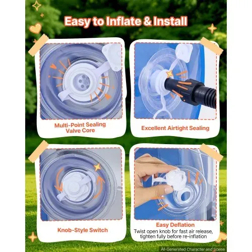 VEVOR 2 Stk. 1,2 m Bumper Sumo Bälle 0,5 mm aus PVC Aufblasbare Stoßbälle für Rasen, Park, Camping und Hinterhof, Heißverklebte Griffe, Stabil sitzende Schultergurte und Gurtversteller, Fußballmotiv – Bild 5