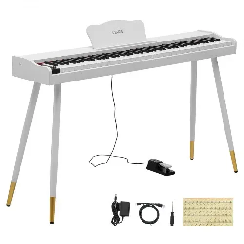 VEVOR Digitalpiano 88 Halbgewichtete Tasten in Standardgröße E-Piano Weiß für Anfänger, 600 Klangfarben, 600 Rhythmen, USB, MIDI, Audioausgang, Kopfhörerbuchse, Sustain-Pedal und HiFi-Lautsprechern – Bild 8