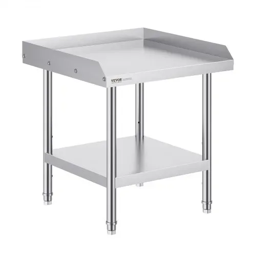 VEVOR Arbeitstisch aus Edelstahl, kommerzieller Arbeitstisch zur Lebensmittelzubereitung, 3-seitiger Spritzschutz, 610 x 610 x 660 mm Küchentisch, Arbeitstisch mit einstellbarer Höhe für Hotel – Bild 9