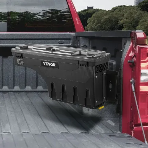 VEVOR Truck Bed Storage Box, abschließbarer Deckel, Wasserdicht ABS Radkasten Werkzeugkasten 25 L, Kompatibel mit Chevrolet Silverado 1500 GMC Sierra 1500 2019-2020, Beifahrerseite, Schwarz – Bild 7