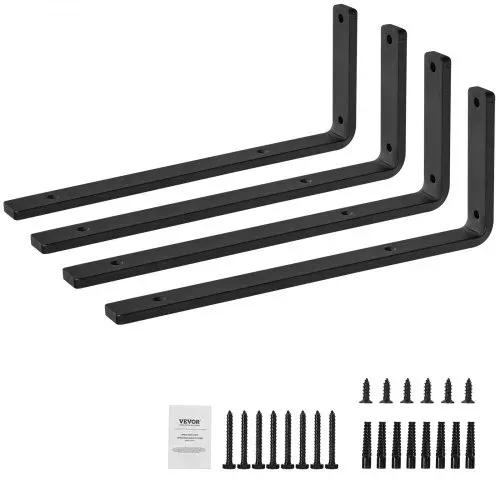 VEVOR Regalhalterung, 410 x 155 x 35 mm, 4 Stück, robuste schwebende Regalträger, Halterungen für Regale, 10 mm dicke mattschwarze L-Regalhalterung, Regalhalter aus Stahl mit 72,6 kg Tragkraft – Bild 8