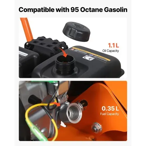 VEVOR Benzin Rüttelplatte, 2 PS (79 CC) Motor, 5250 U/min Vibrationsstampfer, Verdichter 8 kN Verdichtungsdruck, 410x315 mm Platte, Handgeführte Rütteler für Pflasterarbeiten, Asphalt & Fundamente – Bild 4