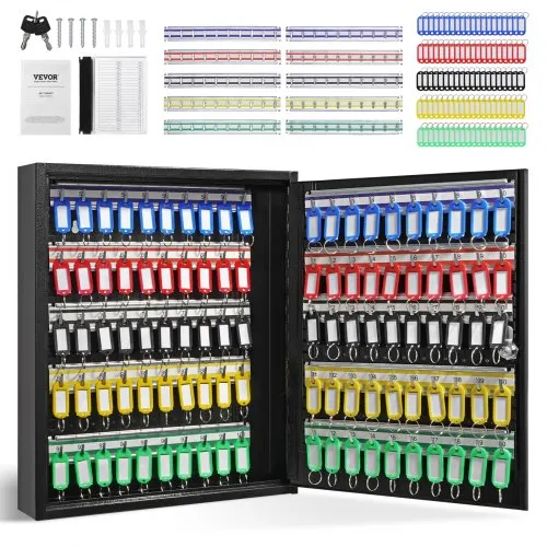 VEVOR Schlüsselschrank Schlüsselkasten 100 Schlüssel, Schwarz Schlüsselbox Schlüsseltresor Einstellbar, Abschließbarer Schlüsselschrank mit 10 Schlüsselhaltern, 2 Schlüsseln & 2 Karteikarten VEVOR Schlüsselschrank Schlüsselkasten 100 Schlüssel, Schwarz Schlüsselbox Schlüsseltresor Einstellbar, Abschließbarer Schlüsselschrank mit 10 Schlüsselhaltern, 2 Schlüsseln & 2 Karteikarten