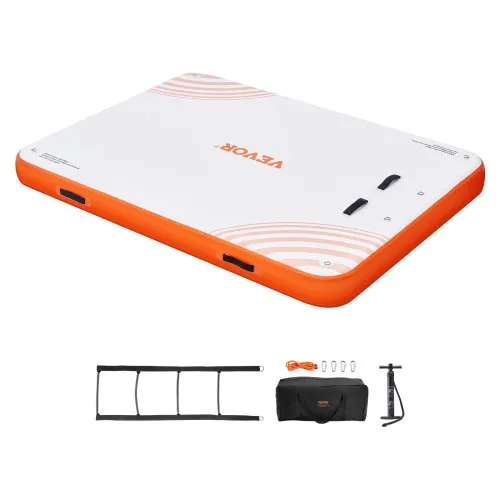 VEVOR Aufblasbares Schwimmdock, 2,43 x 1,82 m, Dockplattform, rutschfeste Wasserschwimmdockmatte mit tragbarer Tragetasche und abnehmbarer Leiter, schwimmende Plattform-Inselfloß für Pool, Strand VEVOR Aufblasbares Schwimmdock, 2,43 x 1,82 m, Dockplattform, rutschfeste Wasserschwimmdockmatte mit tragbarer Tragetasche und abnehmbarer Leiter, schwimmende Plattform-Inselfloß für Pool, Strand