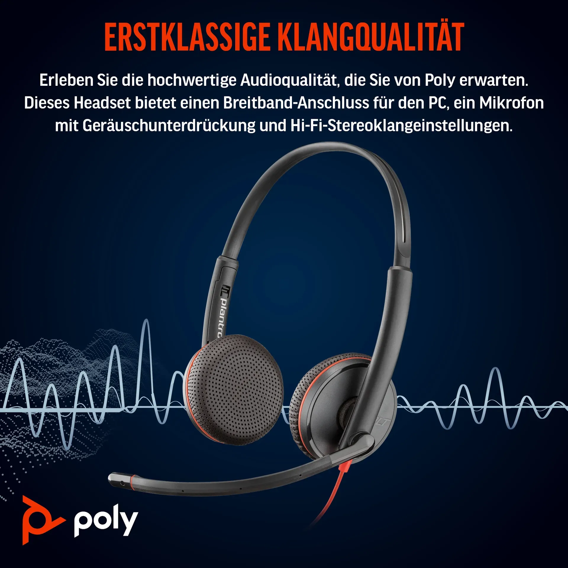 HP Poly Blackwire 3225 Stereo USB-C-Headset +3,5-mm-Stecker +USB-C/A-Adapter (Packungseinheit) – Bild 5