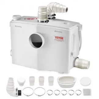 VEVOR Hebeanlage 1200 W, 180 L/min Durchfluss, 10 m Förderhöhe, Schmutzwasserpumpe mit 4 Wassereinlässen, Abwasserhebeanlage für Toilette, Keller, Dusche, Waschbecken, Waschküche, Badewanne VEVOR Hebeanlage 1200 W, 180 L/min Durchfluss, 10 m Förderhöhe, Schmutzwasserpumpe mit 4 Wassereinlässen, Abwasserhebeanlage für Toilette, Keller, Dusche, Waschbecken, Waschküche, Badewanne