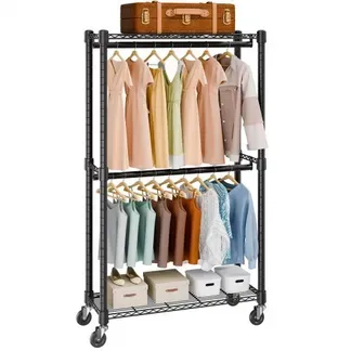 VEVOR Rollbarer Kleiderständer Garderobenständer 1 Kleiderstange, 2-lagig, 136 kg Belastbar Strapazierfähiger Rollbarer Kleiderständer für Schlafzimmer, Wäscheraum, Ankleidezimmer, Eingang usw. VEVOR Rollbarer Kleiderständer Garderobenständer 1 Kleiderstange, 2-lagig, 136 kg Belastbar Strapazierfähiger Rollbarer Kleiderständer für Schlafzimmer, Wäscheraum, Ankleidezimmer, Eingang usw.