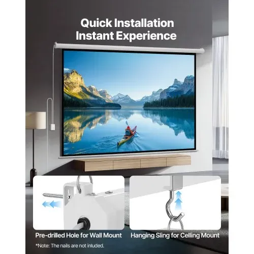 VEVOR Motor Projektionsleinwand Beamer Leinwand, 120 Zoll 4:3 4K 1080 HD, Projektionsdisplay-Projektor mit Fernbedienung, automatische Filmleinwand, tragbare Rolloleinwand Heimkino Heimbüro – Bild 4
