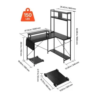 VEVOR Gaming Tisch L Form 1,2 m, Eck-Computertisch mit Monitorständer, Steckdosen, Verschiebbarem CPU-Ständer & Ablage, Eckschreibtisch 68 kg Tragfähigkeit, Gamertisch für Homeoffice VEVOR Gaming Tisch L Form 1,2 m, Eck-Computertisch mit Monitorständer, Steckdosen, Verschiebbarem CPU-Ständer & Ablage, Eckschreibtisch 68 kg Tragfähigkeit, Gamertisch für Homeoffice