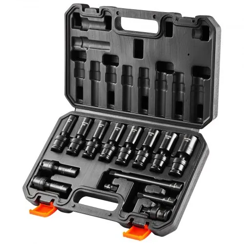 VEVOR drehbarer Schlagschrauber Steckschlüsselsatz 14-teiliger Universal-Steckschlüsselsatz, 3/8 Zoll Antrieb metrisch 10–19 mm, 6-kant Cr-Mo-Legierungsstahl Steckschlüsselsatz für Autoreparatur VEVOR drehbarer Schlagschrauber Steckschlüsselsatz 14-teiliger Universal-Steckschlüsselsatz, 3/8 Zoll Antrieb metrisch 10–19 mm, 6-kant Cr-Mo-Legierungsstahl Steckschlüsselsatz für Autoreparatur