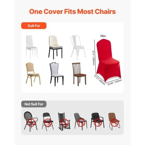 VEVOR Stuhlhussen Stuhlbezug 50 Stk. waschbarer & abnehmbarer Stuhlüberzug aus Polyester-Spandex für Hochzeitsfeiern Esszimmerbankette Restaurant, passend für Stühle (51 x 45 x 95 cm) Rot – Bild 3