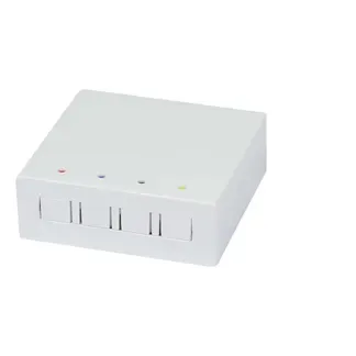 LWL-FTTH Wandgehäuse, für 4 Kupplungen SC-S oder LC-D 80×80 mit Kabelführung, DIN-Rail/Wand, Schrumpf, Synergy 21 LWL-FTTH Wandgehäuse, für 4 Kupplungen SC-S oder LC-D 80×80 mit Kabelführung, DIN-Rail/Wand, Schrumpf, Synergy 21