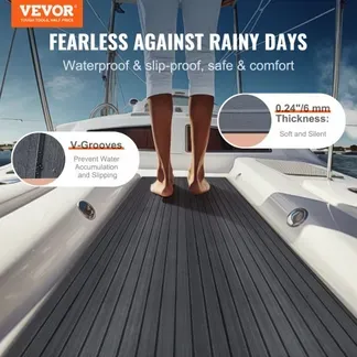 VEVOR Bootsbodenbelag, Bootsdeck aus EVA-Schaum, 2400 x 600 x 6 mm, rutschfester, selbstklebender Bodenbelag, 14400 cm² großer Marineteppich für Boote, Yachten, Pontons, Kajakdecks VEVOR Bootsbodenbelag, Bootsdeck aus EVA-Schaum, 2400 x 600 x 6 mm, rutschfester, selbstklebender Bodenbelag, 14400 cm² großer Marineteppich für Boote, Yachten, Pontons, Kajakdecks
