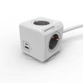 DesignNest(Allocacoc) Powercube, Extended USB A+C, 4xDosen(CEE7)->Stecker(CEE7), 1.5m, weiss/grau DesignNest(Allocacoc) Powercube, Extended USB A+C, 4xDosen(CEE7)->Stecker(CEE7), 1.5m, weiss/grau