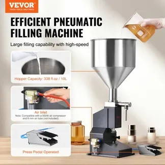 VEVOR 5–50ml Abfüllmaschine Manuell Flüssigkeitsabfüllmaschine aus lebensmittelechtem Edelstahl 304 Silikon PTFE kompatibel mit 500-W-Luftkompressor Filling Machine Zum Abfüllen von Honig Öl Essenz VEVOR 5–50ml Abfüllmaschine Manuell Flüssigkeitsabfüllmaschine aus lebensmittelechtem Edelstahl 304 Silikon PTFE kompatibel mit 500-W-Luftkompressor Filling Machine Zum Abfüllen von Honig Öl Essenz