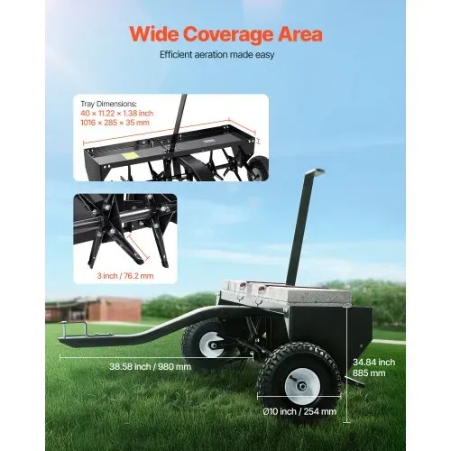 VEVOR Aerifizierer 1275x980x885 mm, Rasenbelüfter mit Universalkupplung, Anhängebelüfter mit Eisenspikes, Aufsitzmäher zum Hinterherziehen für Gärten, Rasenflächen, Bauernhöfe VEVOR Aerifizierer 1275x980x885 mm, Rasenbelüfter mit Universalkupplung, Anhängebelüfter mit Eisenspikes, Aufsitzmäher zum Hinterherziehen für Gärten, Rasenflächen, Bauernhöfe