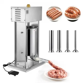 VEVOR elektrischer Wurstfüller 12 L Wurstfüllmaschine Fleischfüller mit stufenloser Geschwindigkeitsregelung & Pedal, Hochleistungsfüller aus Edelstahl mit 4 Wurstfüllrohren, Fleischfüllen VEVOR elektrischer Wurstfüller 12 L Wurstfüllmaschine Fleischfüller mit stufenloser Geschwindigkeitsregelung & Pedal, Hochleistungsfüller aus Edelstahl mit 4 Wurstfüllrohren, Fleischfüllen