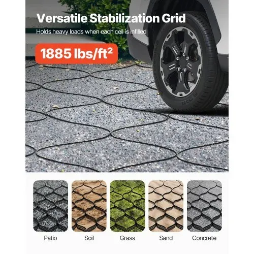 VEVOR Kiesgitter, 75 mm Tiefe, Rasengitter 7600x2900 mm, Kieswabe, Wabengitter HDPE, durchlässige Geogitter zur Einfahrtsstabilisierung, für Garten, Terrasse, Gehweg, Wohnmobilparkplätze – Bild 4