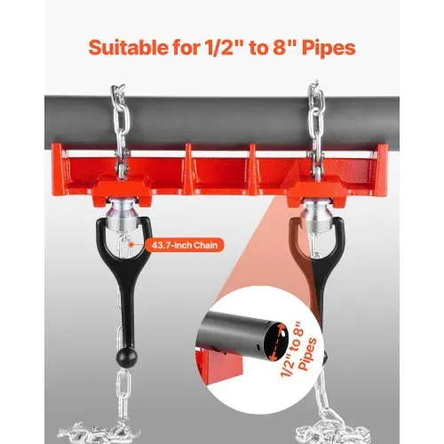 VEVOR Rohrschweißschraubstock, 12,7-203,2 mm Rohrschweißklemme mit Doppelketten & Kurbelgriffen, Hochleistungs-Schweißschraubstock aus Gusseisen für eine Vielzahl von Rohren VEVOR Rohrschweißschraubstock, 12,7-203,2 mm Rohrschweißklemme mit Doppelketten & Kurbelgriffen, Hochleistungs-Schweißschraubstock aus Gusseisen für eine Vielzahl von Rohren