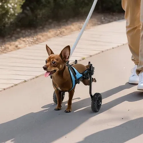 VEVOR Hunderollstuhl für Hinterbeine, verstellbarer Haustierrollstuhl, leichter Hundewagen mit stoßdämpfenden Rädern, Assistive Rollstühle für behinderte, verletzte Hunde bis 10 kg, XS – Bild 7