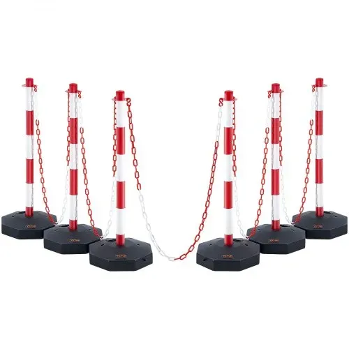 VEVOR Verkehrshütchen Verkehr Absperrpfosten 6 Stk. 285 x 285 mm Warnkegel Verkehrsleitkegel Warnleitkegel mit Kett, Leitpfostenkegel Straßensperrpfosten Rot & Weiß Wasser- und Sandeinspritzung – Bild 10