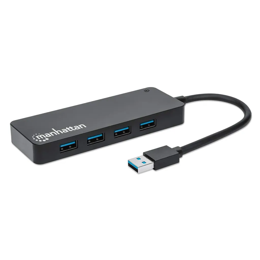 Manhattan 4-Port USB 3.2 Gen 1 Hub, USB-A-Stecker auf 4 x USB-A-Buchse, 5 Gbit/s Datenübertragungsraten, Stromversorgung über USB, schwarz – Bild 2