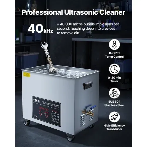 VEVOR 50 L Ultraschallreiniger, professionelle Ultraschallreinigungsmaschine mit Reinigungskorb & Digitalanzeige, 840 W Edelstahl 40 kHz Reinigungsmaschine mit Rädern für Teile Vergaser Instrumente VEVOR 50 L Ultraschallreiniger, professionelle Ultraschallreinigungsmaschine mit Reinigungskorb & Digitalanzeige, 840 W Edelstahl 40 kHz Reinigungsmaschine mit Rädern für Teile Vergaser Instrumente